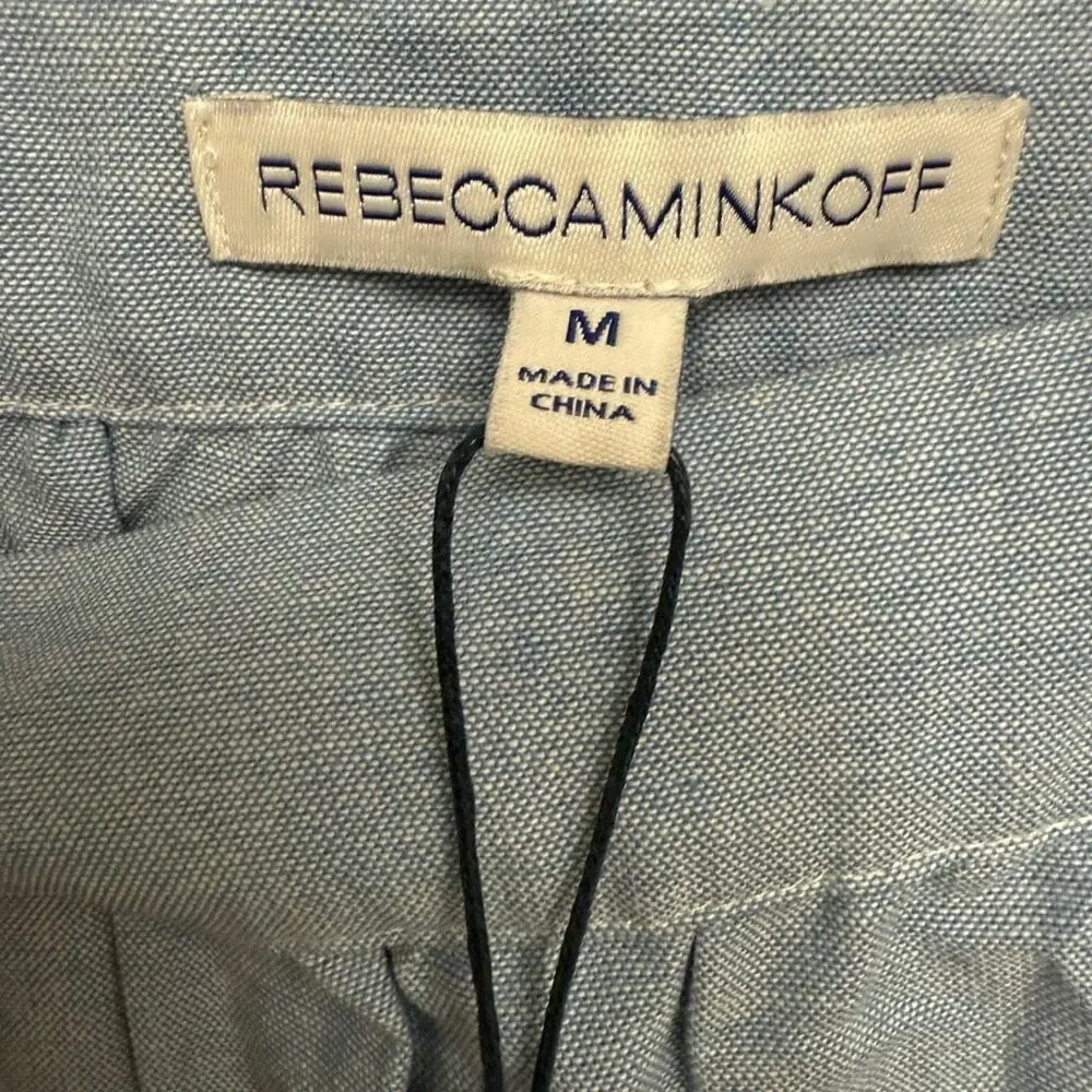 Rebecca Minkoff Lucy Embroidered Hem Midi Blue Dress Size Medium